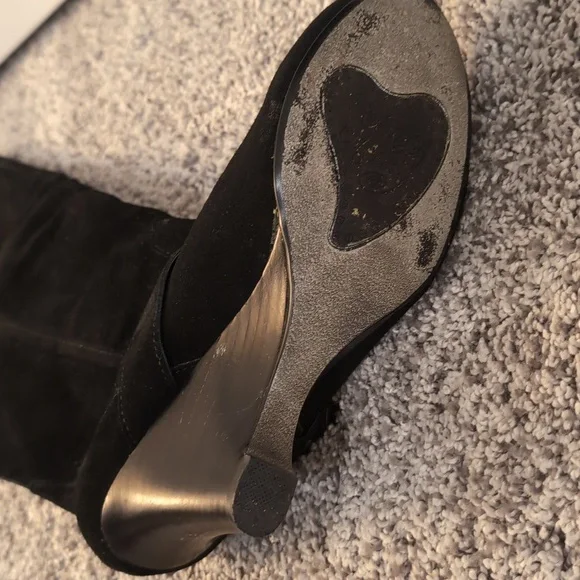 Naughty Monkey Black Suede Heeled Boots with Buckles - Picture 7 of 8